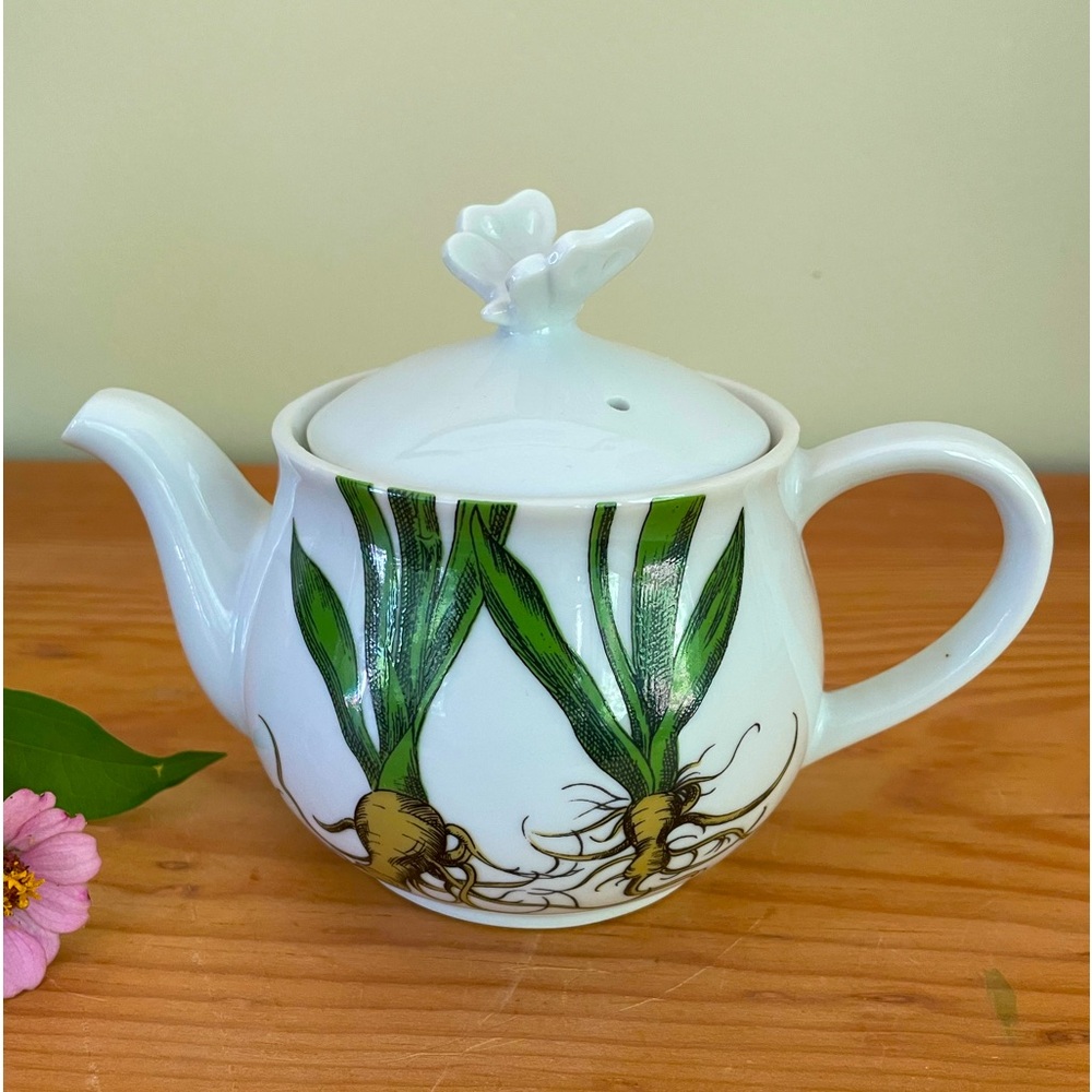 Vintage Enesco 1978 Teapot with Root Crops Pattern